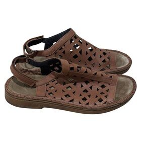 Naot Amadora Slingback Sandals Comfort Light Brown Leather Laser Cut Size 39 8